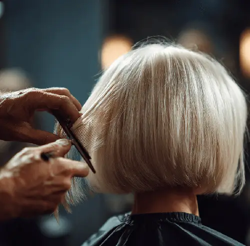 Layered haircut and blow-dry finish